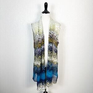 Coldwater Creek Womens‎ Floral Chiffon Scarf Vest Overpiece Topper One Size